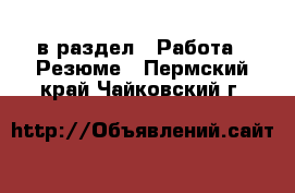  в раздел : Работа » Резюме . Пермский край,Чайковский г.